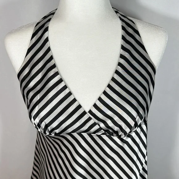 H&M Black & White Striped Satin Halter Top - Picture 2 of 7